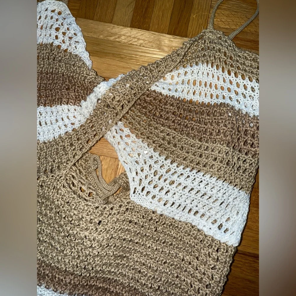 Crochet Knit Boho Beach Dress Cover-Up - Picture 4 of 5
